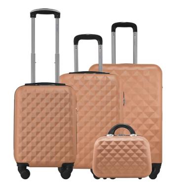 Imagem de Kit 3 Malas Rígidas de ABS 360° 8kg 10kg e 23kg com Cadeado mais Frasqueira Gladiador Diamond D1C3M (Rose Gold)