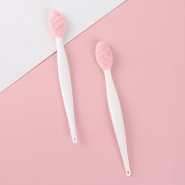Imagem de Escova de limpeza facial de silicone dupla face – Ferramenta esfoliante de remoção de cravos para limpeza profunda dos poros e massagem suave da pele (rosa)