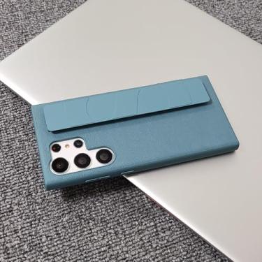 Imagem de Capa de pulseira de luxo para Samsung Galaxy S23 Ultra S22 Plus com alça de mão, capa de cor pura empresarial para Samsung S23ultra (para Samsung S22 Plus/LakeBlue)