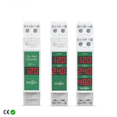 Imagem de Mini Medidor Digital De Voltagem 11V-310V DC Montagem Em Trilho DIN Di