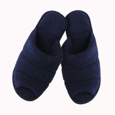 Imagem de Pantufa Feminina em Atoalhado com Solado Plano Levite - Marinho - 37/3