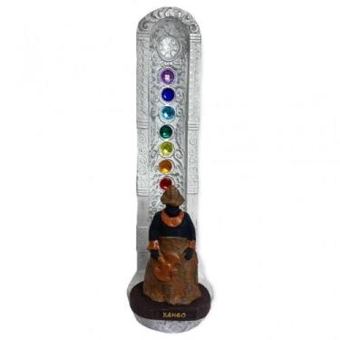 Imagem de Incensario 7 Chakras Branco Vertical Xangô Marrom 22 Cm Em - Lua Místi