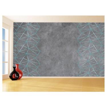 Imagem de Papel De Parede Concreto Linhas Azul Turquesa 3,5M Kkt277 - Você Decor
