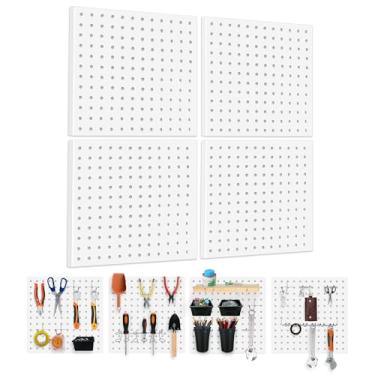 Imagem de Dobures 4 peças Pegboard, placa de metal, organizador de parede de pegboard, sistema de armazenamento de pegboard para bancada, loja, galpão modular kit de placa organizadora