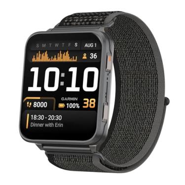 Imagem de Pulseira de nylon de 24 mm compatível com Garmin Venu X1/Coros Nomad, pulseira de relógio para trilha funciona com terminais de relógio de 24 mm (preto e cinza)