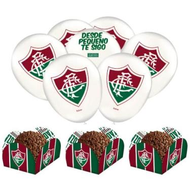Imagem de Kit Festa Fluminense 25 Balões + 40 Forminhas Para Doces Festcolor - I