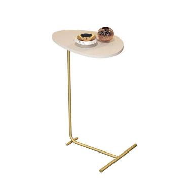 Imagem de Mesa De Apoio Sofa Organic Off White Pe Dourado - Moveis Jb