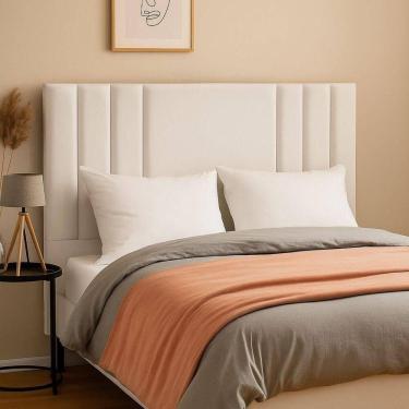 Imagem de Cabeceira Estofada 160 Cm Cama Box Queen Suede Moderna Frame Branco