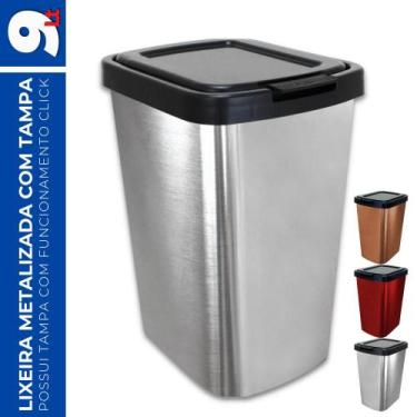 Imagem de Lixeira Prática 9 Litros Click Label 25461 Arqplast, Inox
