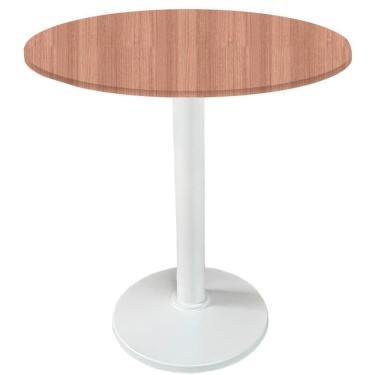 Imagem de Mesa Zeta Ferro Branco 75 Cm (alt) Disco Redondo Tampo Mdp Redondo 70 Cm Larg X 2,5 Cm (alt) Noce Nat