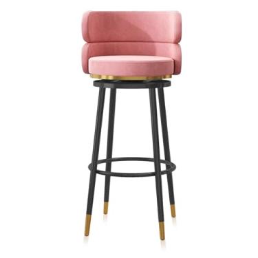 Imagem de Conjunto de 1 banquinho para balcão, cadeiras giratórias acolchoadas para café da manhã com encosto e pernas de metal dourado, bancos de jantar com encosto alto 65 cm A para balcão de cozinha em casa