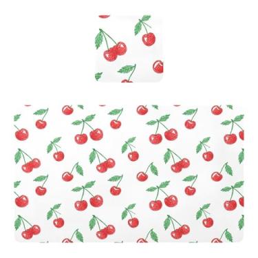 Imagem de Burbuja Jogo americano Cherry Conjunto de 4 para mesa de jantar, tapetes de mesa de PVC à prova d'água, antiderrapantes, resistentes ao calor, fáceis de limpar, 30 x 45 cm