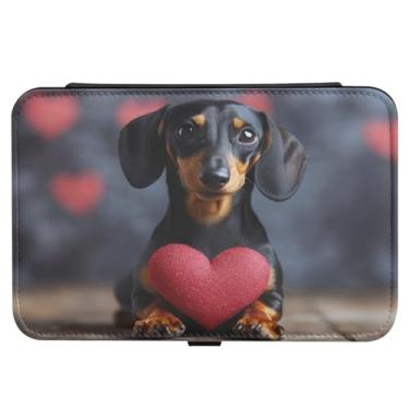 Imagem de Burbuja Caixa de joias de viagem com coração de cachorro dos namorados, presente para mulheres e meninas, estojo de joias portátil de couro PU organizador para brincos, anéis, colares e pulseiras