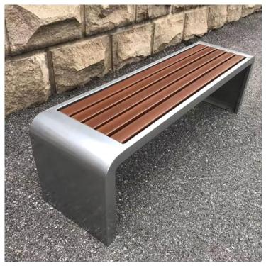 Imagem de Bancos de jardim ao ar livre, banco de metal sem costas, móveis externos, banco de jardim de metal 100/120/150/180 cm, ideal para pátios, quintais, jardins, áreas de piscina, prata, 150 x 40 x 45 cm