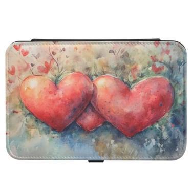 Imagem de Burbuja Caixa de joias de viagem com corações de dia dos namorados, presente para mulheres e meninas, estojo de joias portátil de couro PU organizador para brincos, anéis, colares e pulseiras