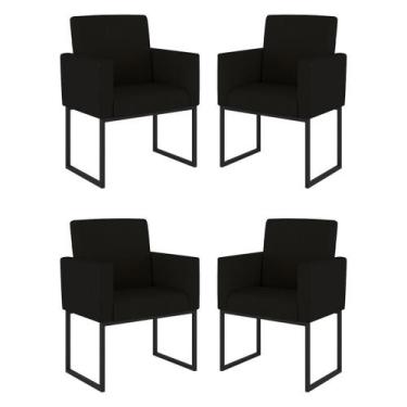 Imagem de Kit 04 Cadeiras Poltrona Decorativa para Sala Quarto Preto - Balaqui D