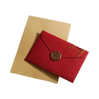 Imagem de Conjunto De Envelope E Carta Em Linho Com Selo De Cera Para Presentes 