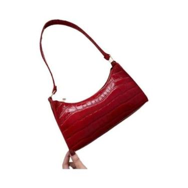 Imagem de Bolsa De Ombro Feminina Pequena Em Couro PU Com Padrão De Jacaré, Bols