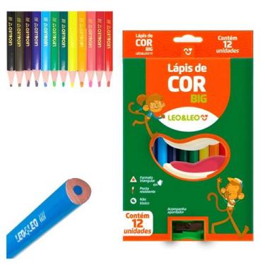 Imagem de Lápis de Cor Leoeleo Jumbo 12 Cores com Apontador - leo&leo