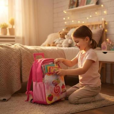 Imagem de Mochila de Rodinhas Infantil Sweeties Rosa 16" Escolar Escolaridade Le