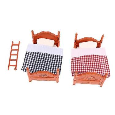 Imagem de Conjunto de brinquedos para móveis, mini cama de casal, beliches para 