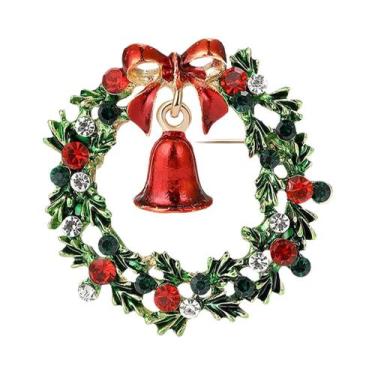 Imagem de Broches De Sino De Natal Com Strass E Esmalte Unissex Feminino Para Fe