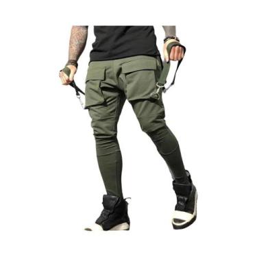 Imagem de Calças De Corrida Slim Fit Masculinas Respiráveis Com Múltiplos Bolsos
