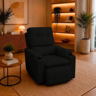 Imagem de Sofá Poltrona do Papai 1 Lugar Retrátil e Reclinável 86CM Preto Suede Balaqui Decor