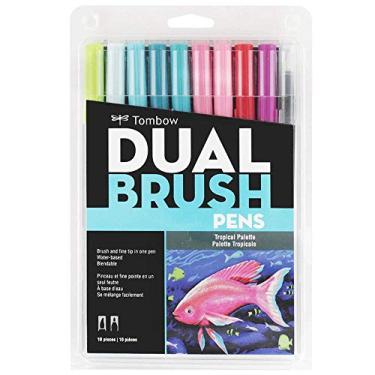 Imagem de Estojo Dual Brush com 10 Canetas Pincéis, Cores Tropicais