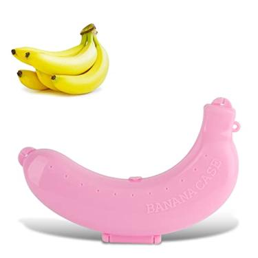 Imagem de Armazenamento de recipiente de almo?o, protetor de banana de frutas, suporte de banana bonito, estojo protetor de frutas, caixa de banana, casca de banana para atividades internas e externas(Pink