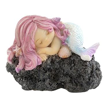 Imagem de Top Collection Miniatura de jardim de fadas e terrário dormindo pequena sereia em pedra estátua