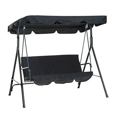 Imagem de Porch Swing Canopy Replacement,Outdoor Swing Covers Waterproof Swing Covers for Outdoor Patio Swing 3 Seater Swing Cover Replacement for Garden Patio Yard Park Porch Seat Furniture (Black)