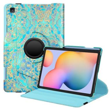 Imagem de Fintie Capa giratória para Samsung Galaxy Tab S6 Lite 10,4 polegadas 2024/2022/2020 com suporte para caneta S, suporte giratório de 360 graus, hibernar/despertar automático, tons de azul