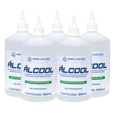 Imagem de Kit 5 Álcool Isopropilico 500ml - 99,8% PCI Limpeza Eletrônica, Placas