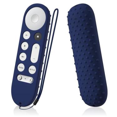 Imagem de AKSHFETH Capa para controle remoto para Google TV Streamer 4K Remote 2024 Google GY3LE capa protetora de silicone com cordão (azul escuro)