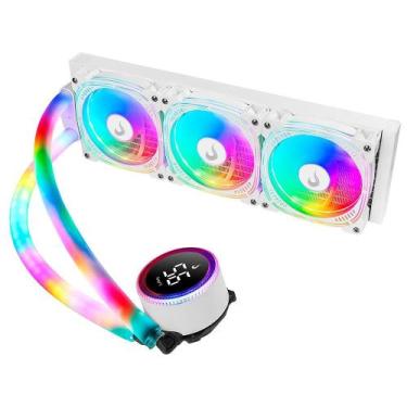 Imagem de Water Cooler Gamer Rise Mode Aura Ice, ARGB, 360mm, AMD/Intel, Branco 