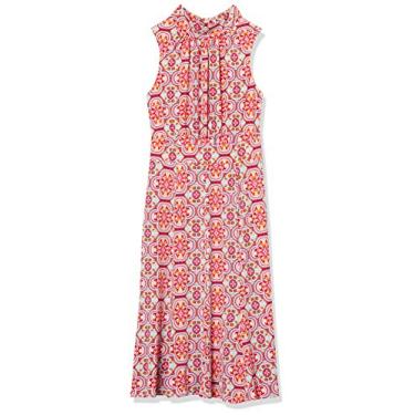 Imagem de Donna Morgan Vestido feminino estampado de jérsei elástico justo e flare, Magenta Multi, 34