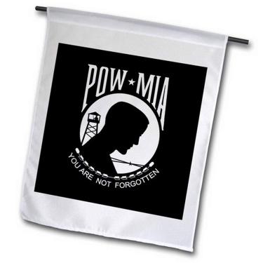 Imagem de 3dRose fl_110013_2"Pow Mia, bandeira de jardim preta e branca, 45 x 67