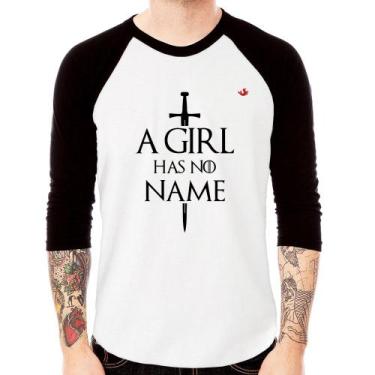 Imagem de Camiseta Raglan A girl has no name Manga 3/4 - Foca na Moda, Branco, P