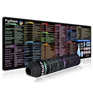 Imagem de excovip Python Commands Shortcuts Mouse Pad - 90 x 30 x 0,2 cm Folha de referências grande estendida mousepad PC escritório planilha teclado mouse pad antiderrapante borda costurada 0402