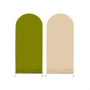 Imagem de Painel Romano Liso Dulpla Face 2mx1m Sistema Veste Fácil (VERDE OLIVA E BEGE)