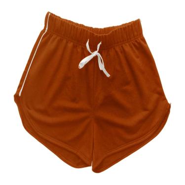 Imagem de Shorts feminino em malha moletinho, com cadarço cintura, lisa, cor laranja, marca basic +, tamanhop
