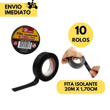 Imagem de Fita Isolante Antichama 20 Metros x 1,70 CM Pacote com 10 Unidades par