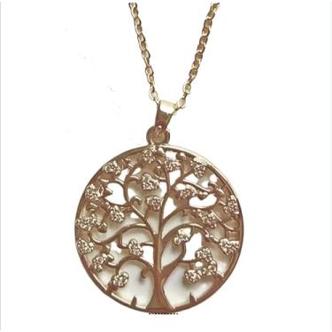 Imagem de Colar de árvore da vida | colar de árvore genealógica, sinal natural de manifestação de cura energética significativa, símbolo de filigrana de família e amor, Metal, Strass