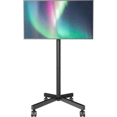 Imagem de AX WABER Suporte de carrinho de TV móvel com rodas para TVs de 23 a 60 polegadas, altura ajustável, suporte de chão portátil comporta até 40 kg, suporte para TV com rolamento VESA máximo 400 x 400 mm