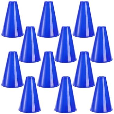Imagem de Hedume Pacote com 12 Megafone Cheer, acessório de festa de megafone azul de plástico para aplausos esportivos, jogos esportivos, adereços de diretor, lembrancinhas de festa, barulho de festa,
