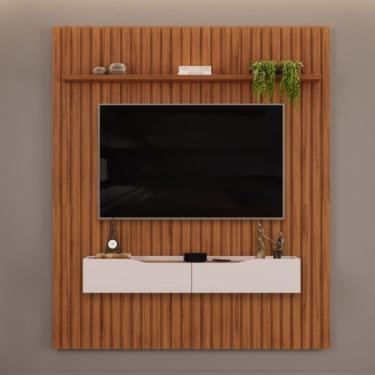 Imagem de Painel Bancada De Tv Pratic Ripado Até 75" 1,83cm Freijó Off White -fabrica 1 Móveis