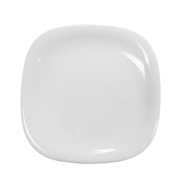 Imagem de Prato De Sobremesa Branco Quadrado Square 20cm Vidro Opalino Em Casa Tem