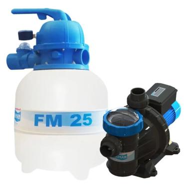 Imagem de Conjunto Filtro Fm-25 E Motobomba Bm-25 1/4 Cv Monofásica Para Piscinas Até 19.000 Mil Litros - Sodramar