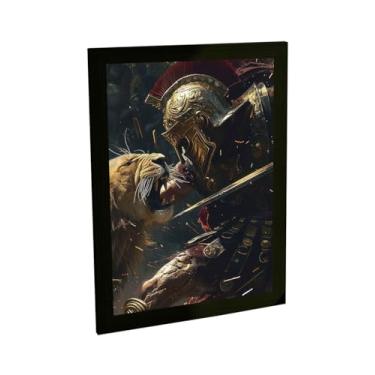 Imagem de Quadro Decorativo Soldado Romano Vs Leão Coliseu Ilustração Decoração Poster Quarto Sala